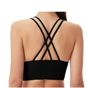 Elegant Black Strappy Sports Bra